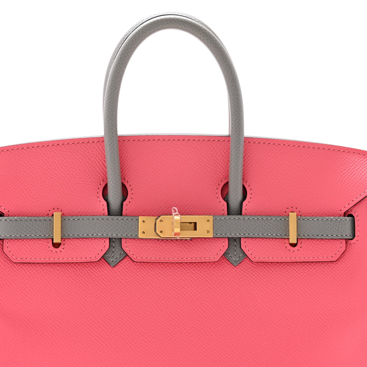 Hermes Epsom Horseshoe Birkin 25 Rose Azalee Gris Mouette 8 of 10