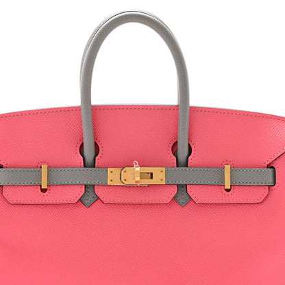 Hermes Epsom Horseshoe Birkin 25 Rose Azalee Gris Mouette 8 of 10