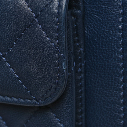 Chanel Lambskin Quilted Square Front Pocket Clutch With Chain Navy Blue 14 of 14