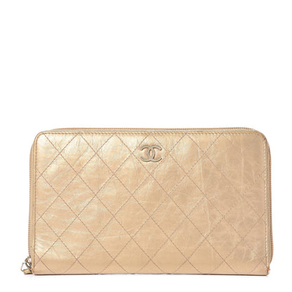 Chanel Metallic Aged Calfskin Quilted Palette Large Zip Around Organizer Wallet Gold 1 of 19