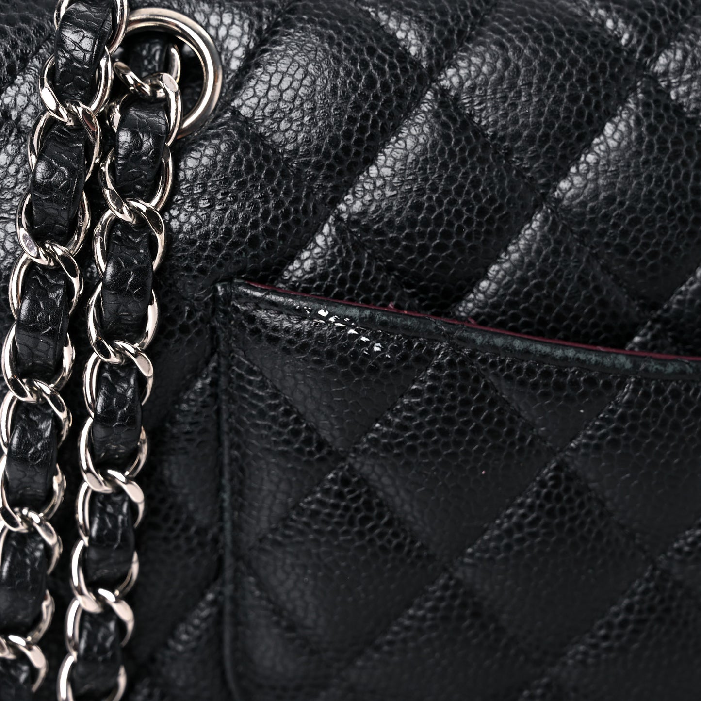 Caviar Quilted Medium Double Flap Black