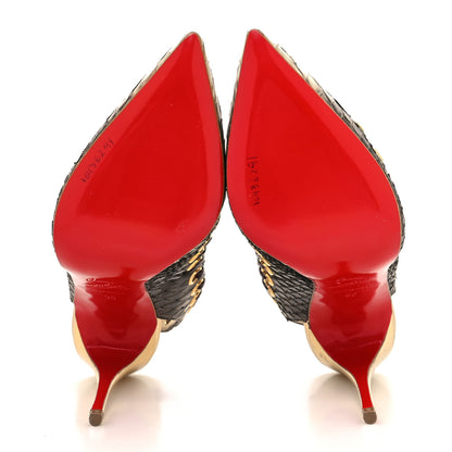 Christian Louboutin Snakeskin Ostri 100 Slingback Pumps 36 Naturel 5 of 9