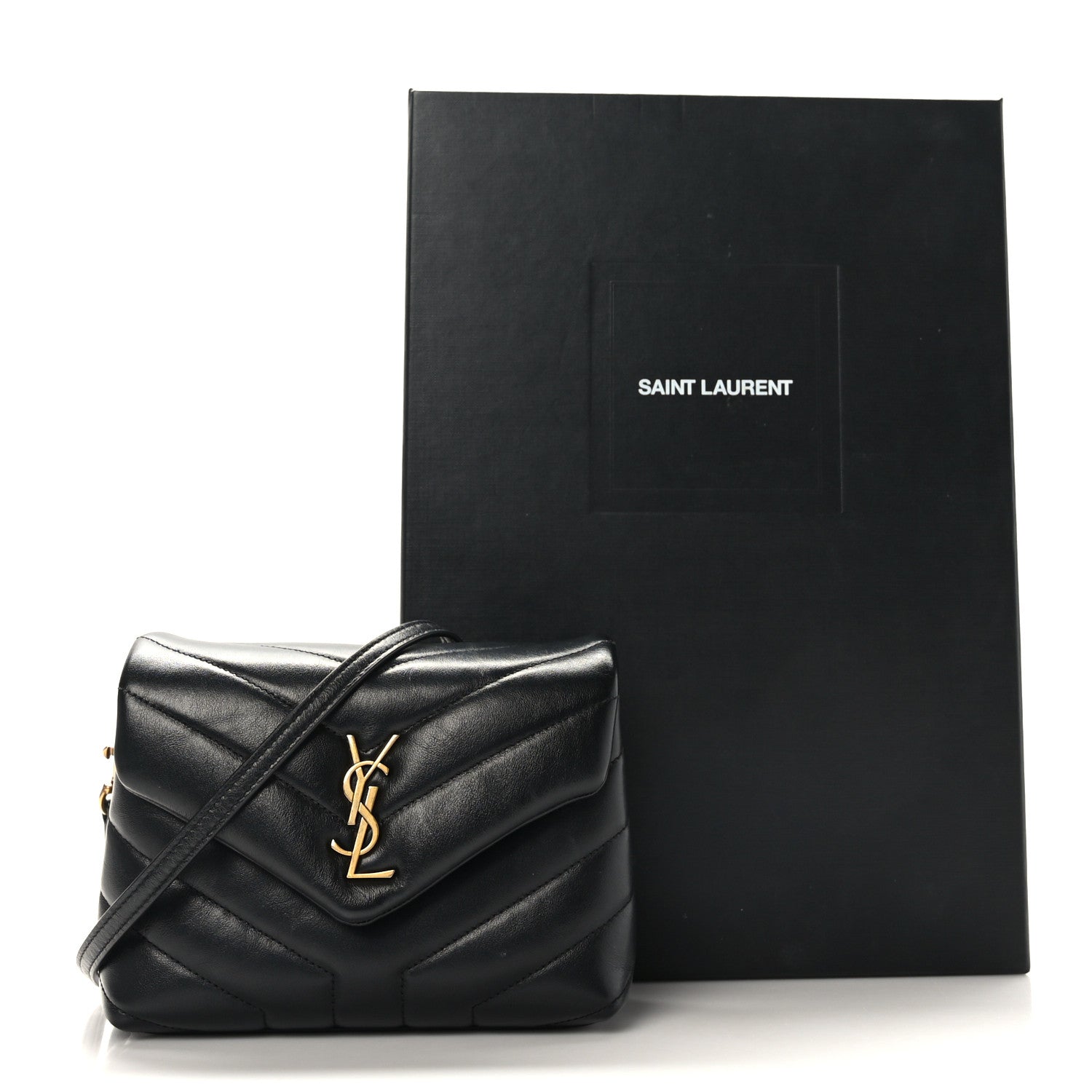 Saint Laurent Calfskin Y Quilted Monogram Toy Loulou Crossbody Bag Black 10 of 10