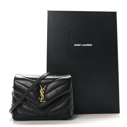 Saint Laurent Calfskin Y Quilted Monogram Toy Loulou Crossbody Bag Black 10 of 10
