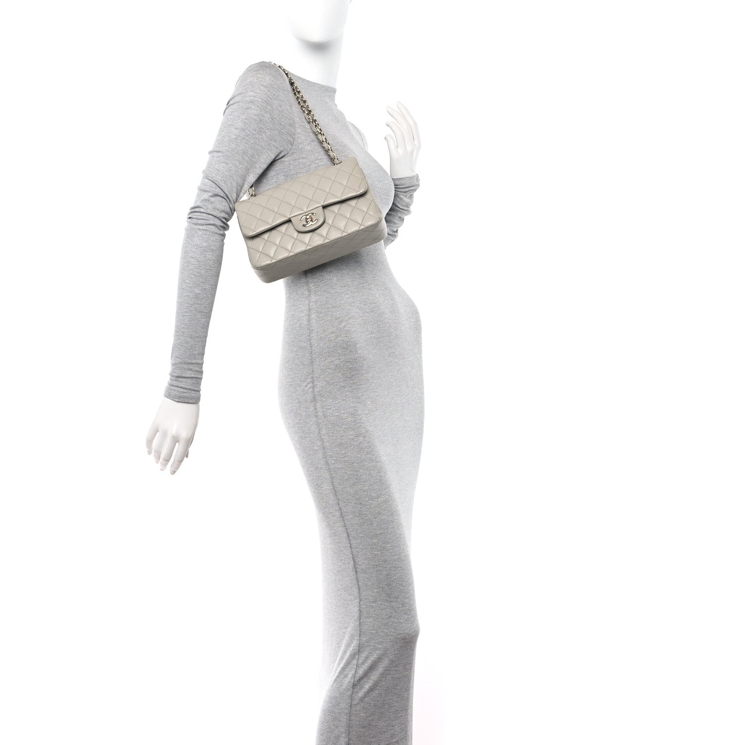 Chanel Lambskin Quilted Small Double Flap Grey 2 of 12