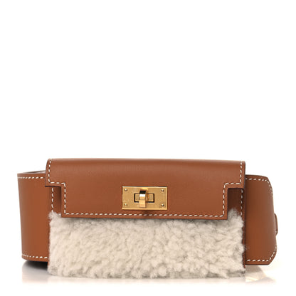 Hermes Swift Shearling Kelly Pocket Plush Shoulder Strap Gold 1 of 6