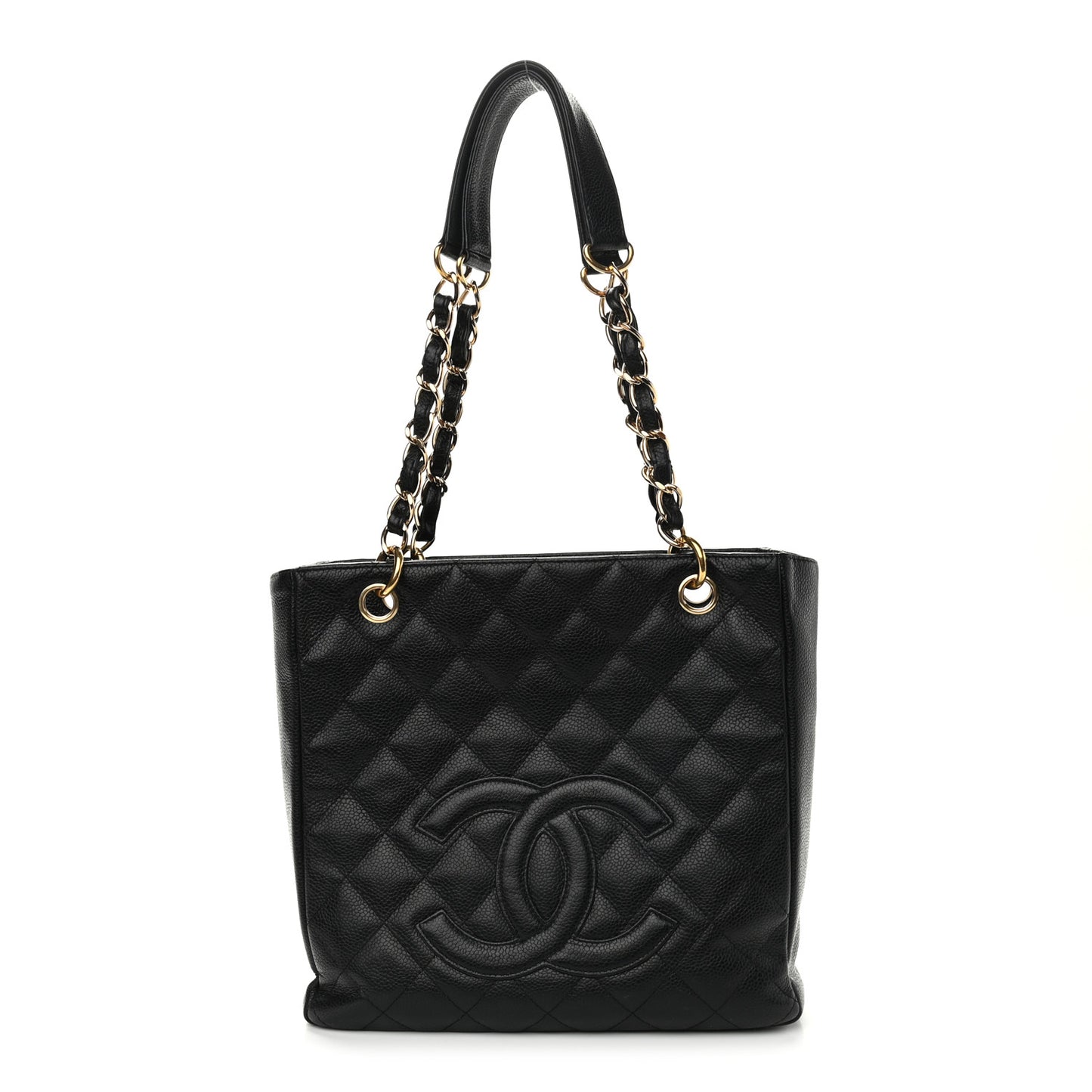Caviar Quilted Petit Shopping Tote PST Black