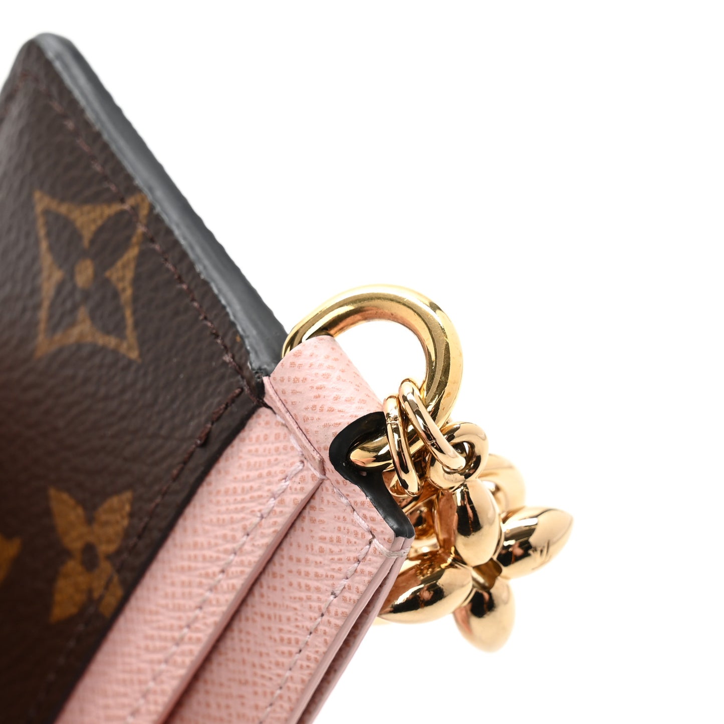 Monogram LV Charms Card Holder Rose Ballerine