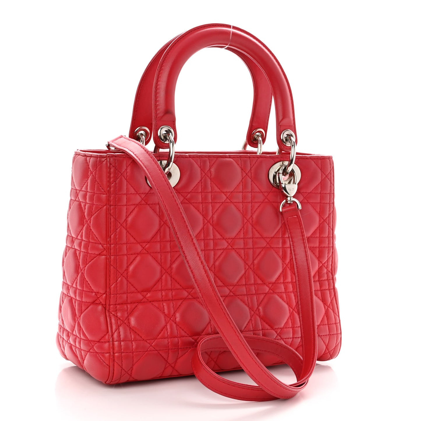 Lambskin Cannage Medium Lady Dior Red