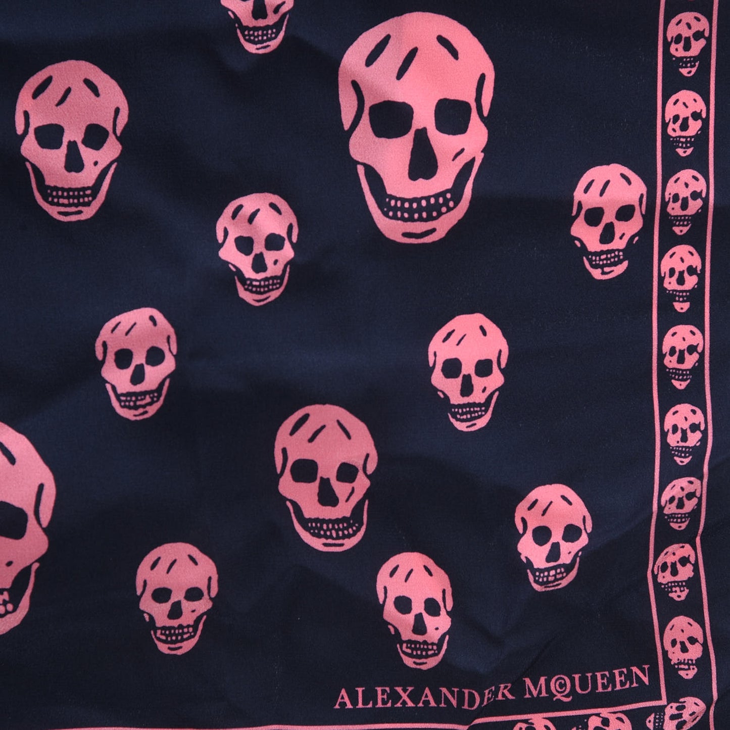 Silk Chiffon Skull Scarf Navy Pink