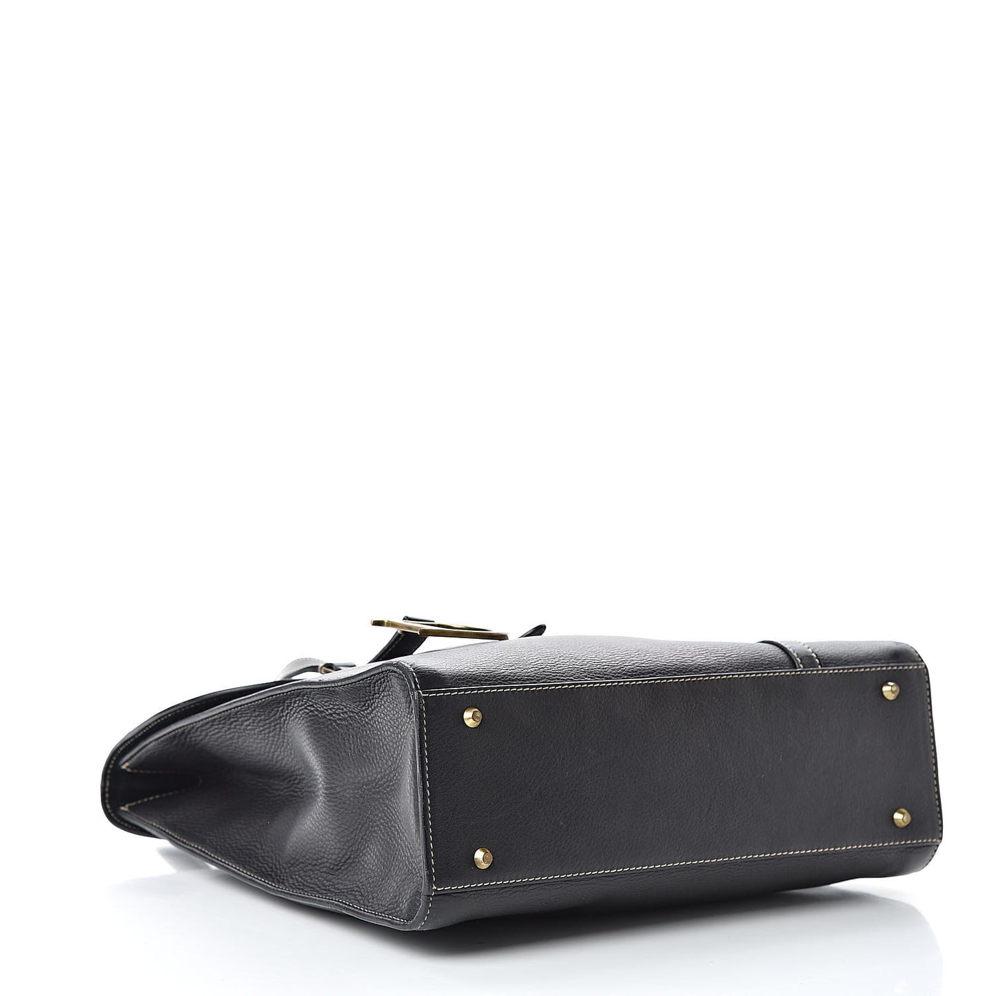 Calfskin Saddle Vertical Shopper Black