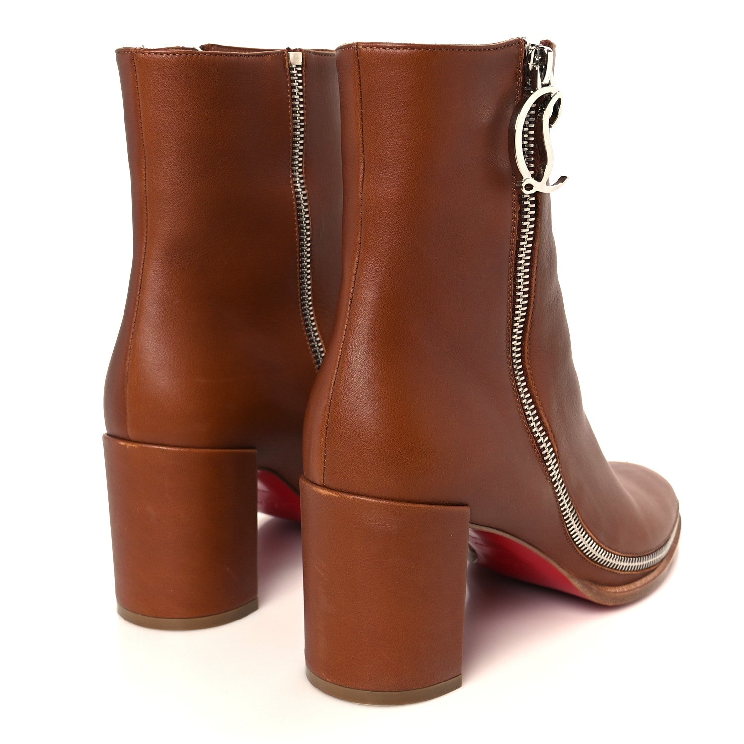 Christian Louboutin Calfskin CL Zip Booty 70 Ankle Boots 38 Cuoio 5 of 8