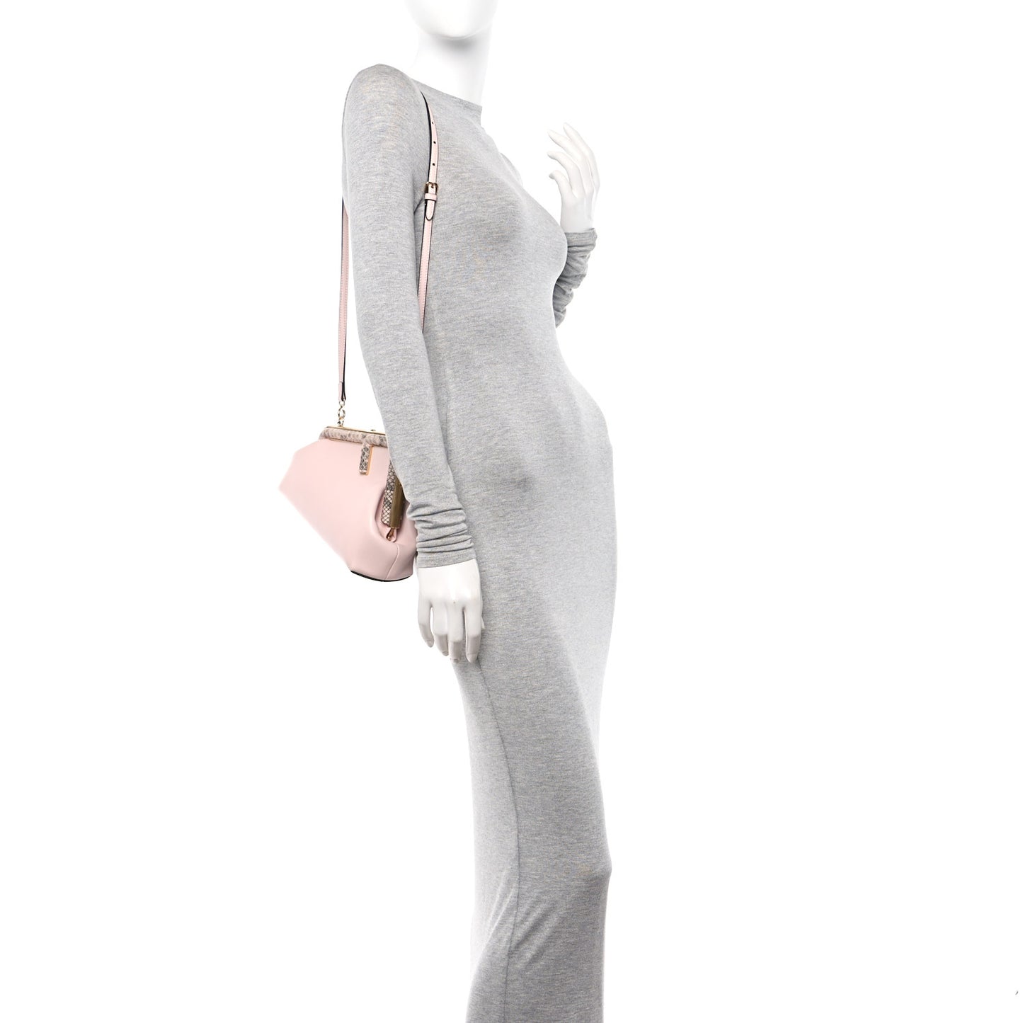 Shiny Nappa Snakeskin Small Fendi First Rosa Confetto Cipria