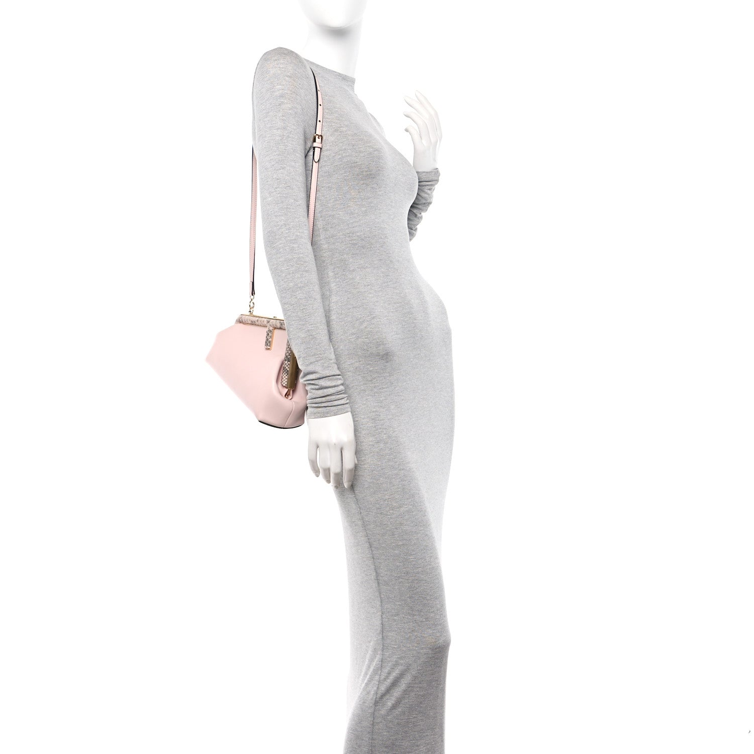 Fendi Shiny Nappa Snakeskin Small Fendi First Rosa Confetto Cipria 2 of 10