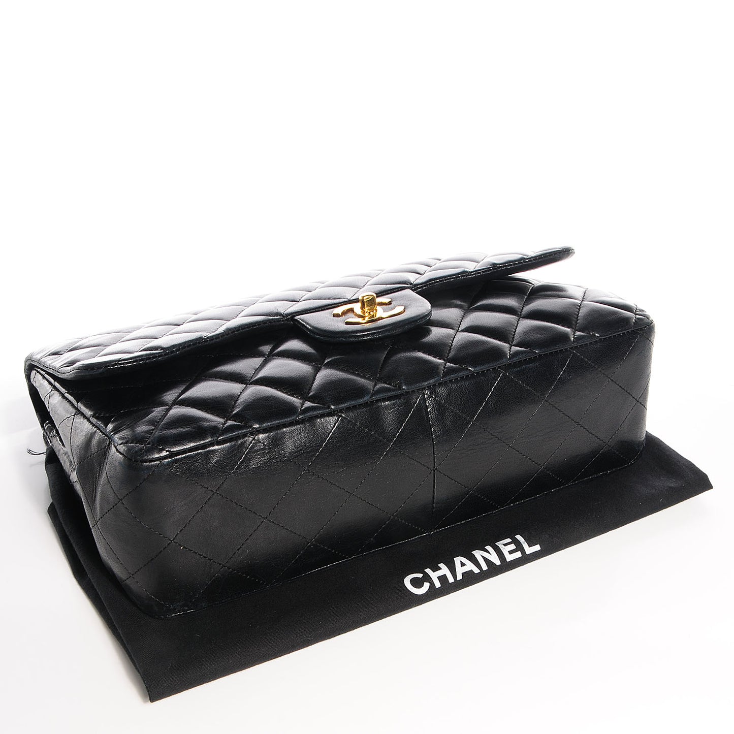 Lambskin Quilted Jumbo Single Flap Black