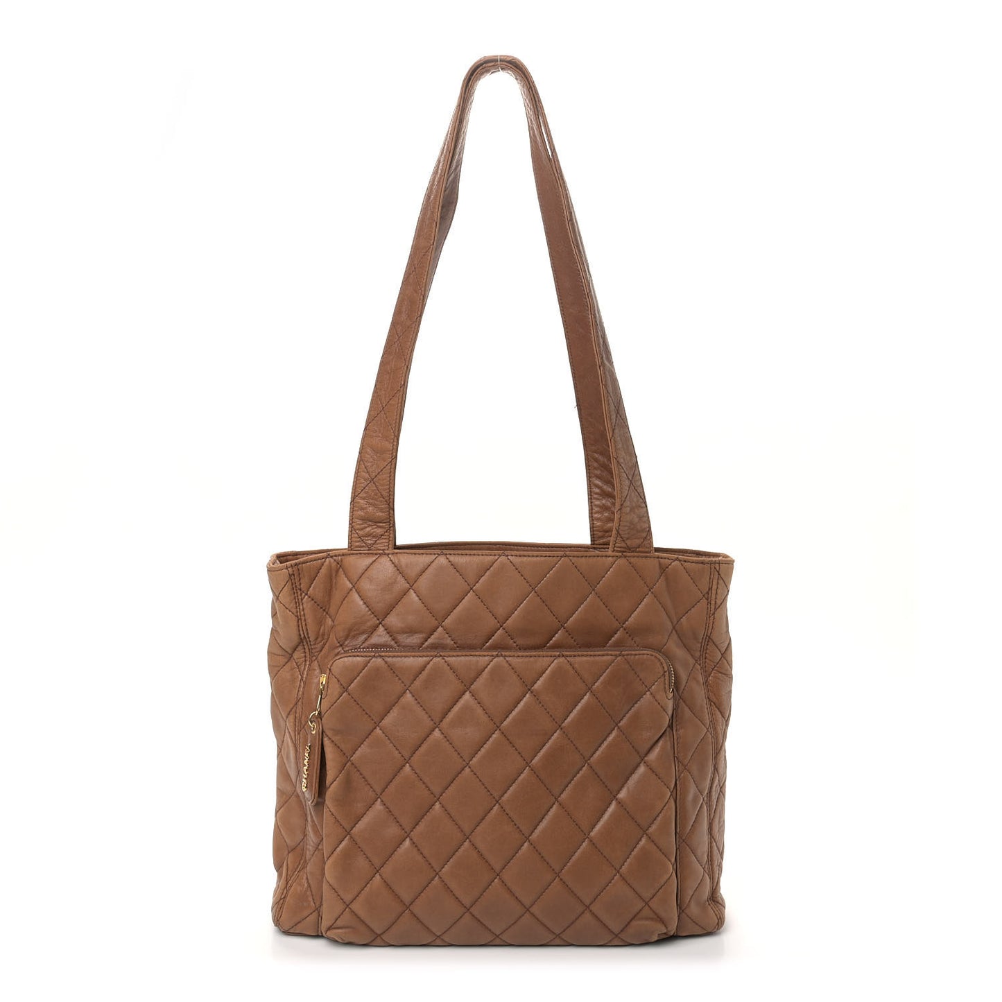Lambskin Quilted Tote Brown