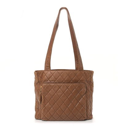 Chanel Lambskin Quilted Tote Brown 1 of 9