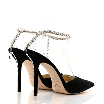 Jimmy Choo Suede Crystal Saeda 100 Pumps 39.5 Black 5 of 9