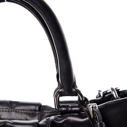 Prada Soft Calfskin Pleated Tote Black 19 of 26
