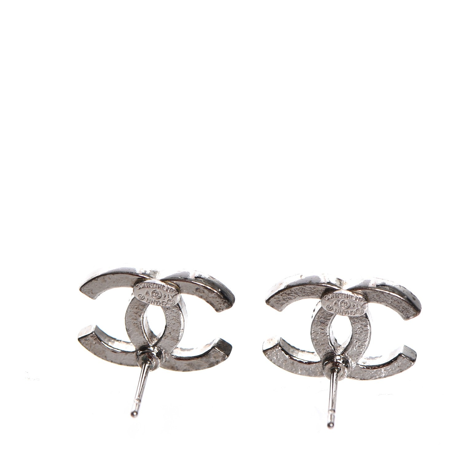 Chanel Crystal Timeless CC Earrings Silver 3 of 6