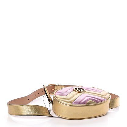 Gucci Metallic Nappa Matelasse Heart GG Marmont Belt Bag 95 38 Oro Vecchio Rosa 4 of 10