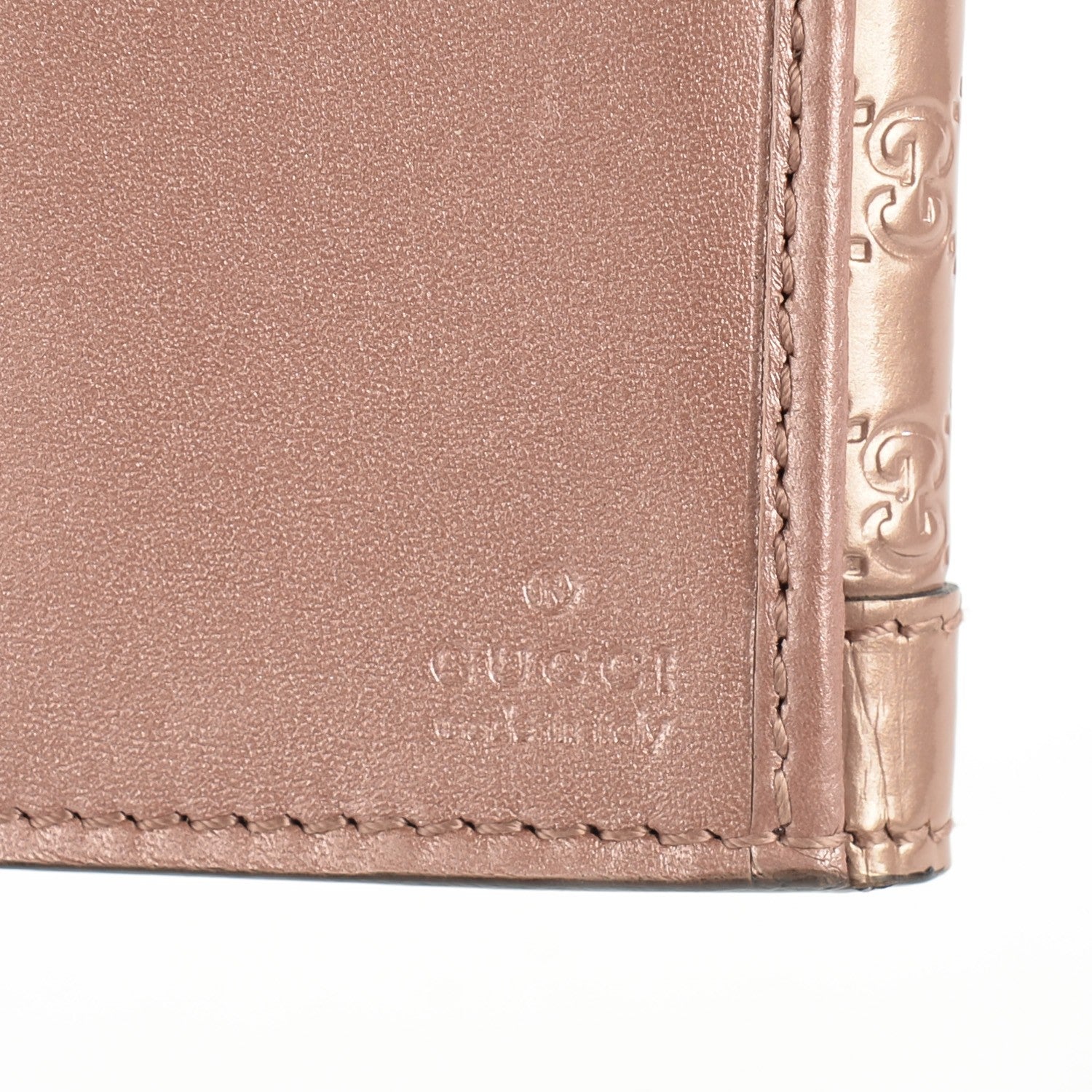 Gucci Patent Guccissima Script Continental Wallet Rose Beige 6 of 7