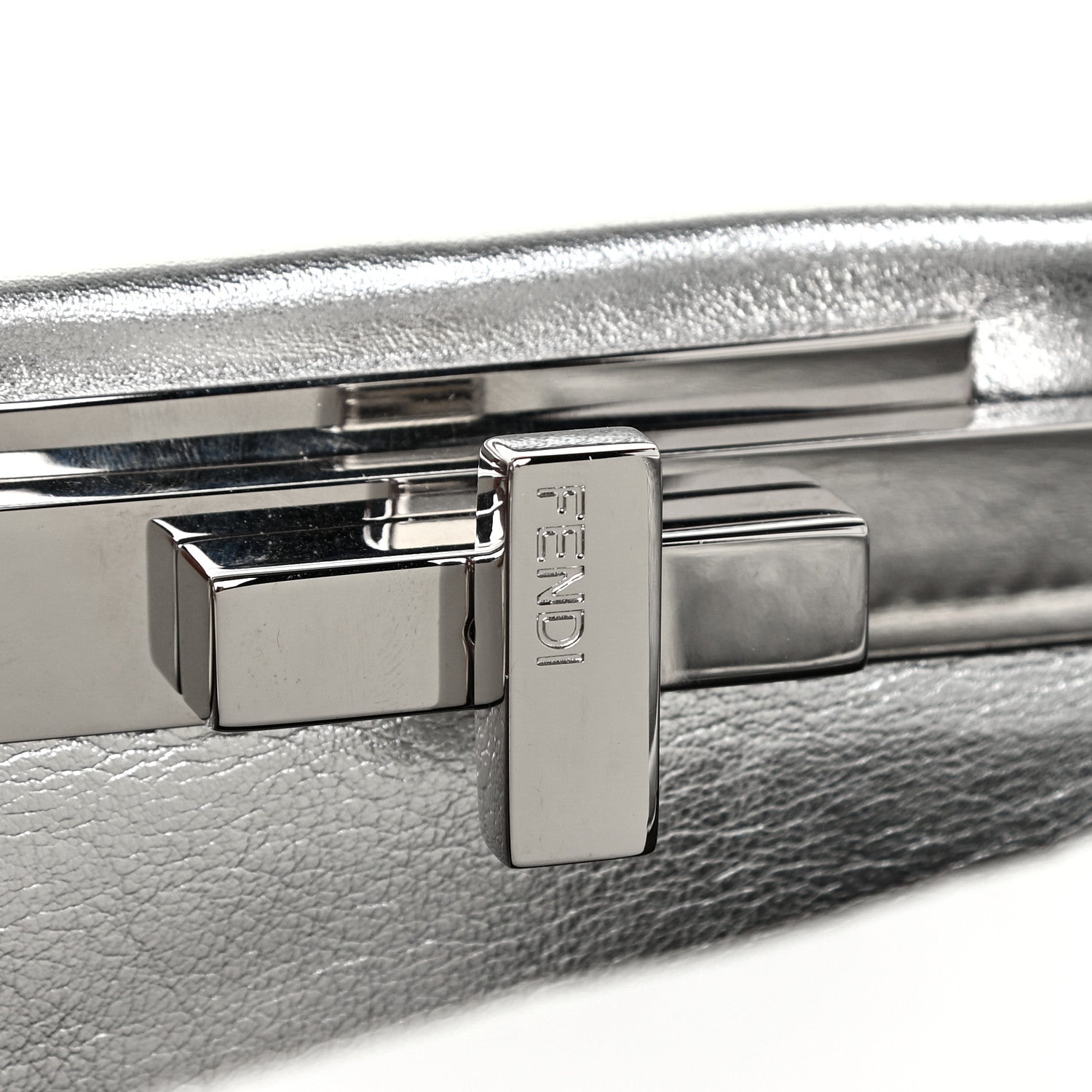 Fendi Vitello Catalan Mirror Medium Peekaboo Iconic Satchel Argento 13 of 14