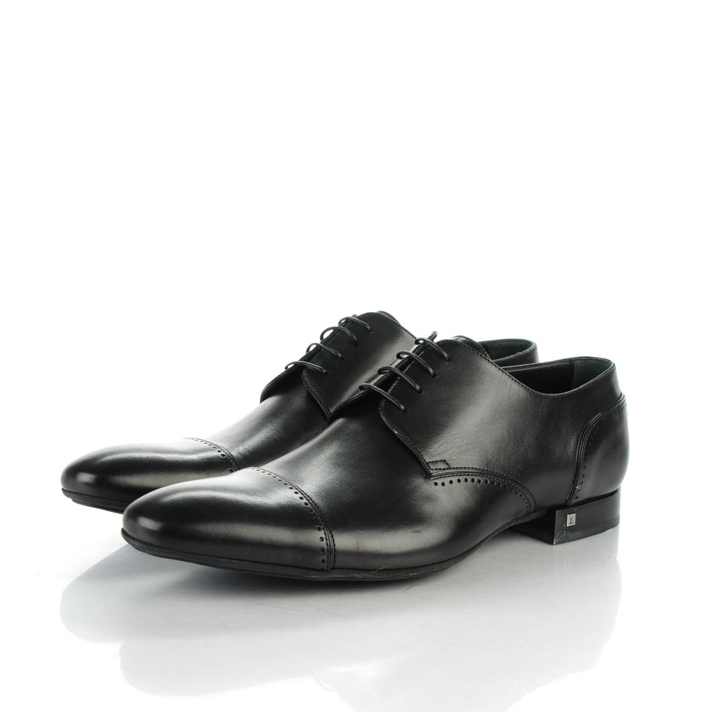 Calfskin Mens Captoe Derby Shoes 9 Black