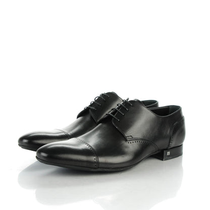 Louis Vuitton Calfskin Mens Captoe Derby Shoes 9 Black 3 of 7