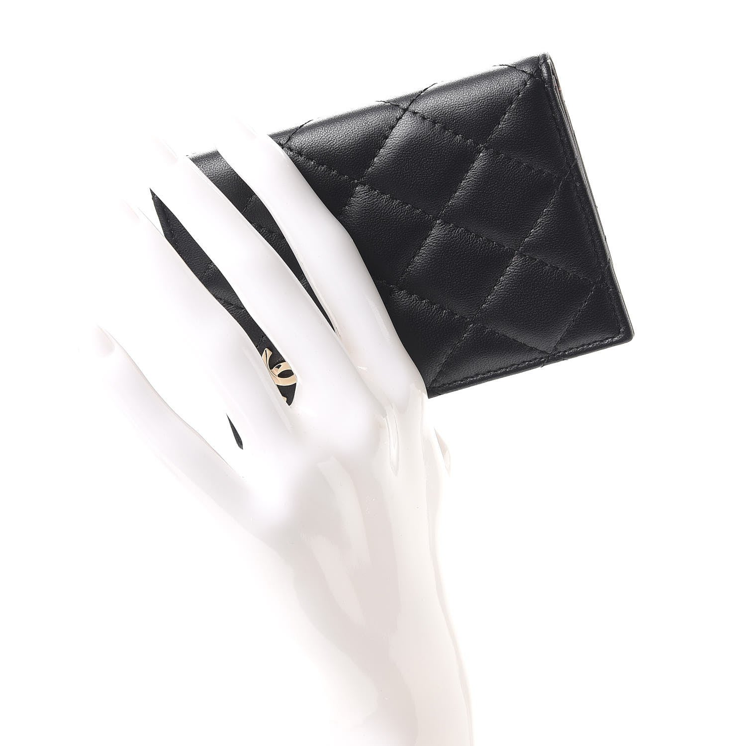 Chanel Lambskin Quilted Card Holder Wallet Black 2 of 8