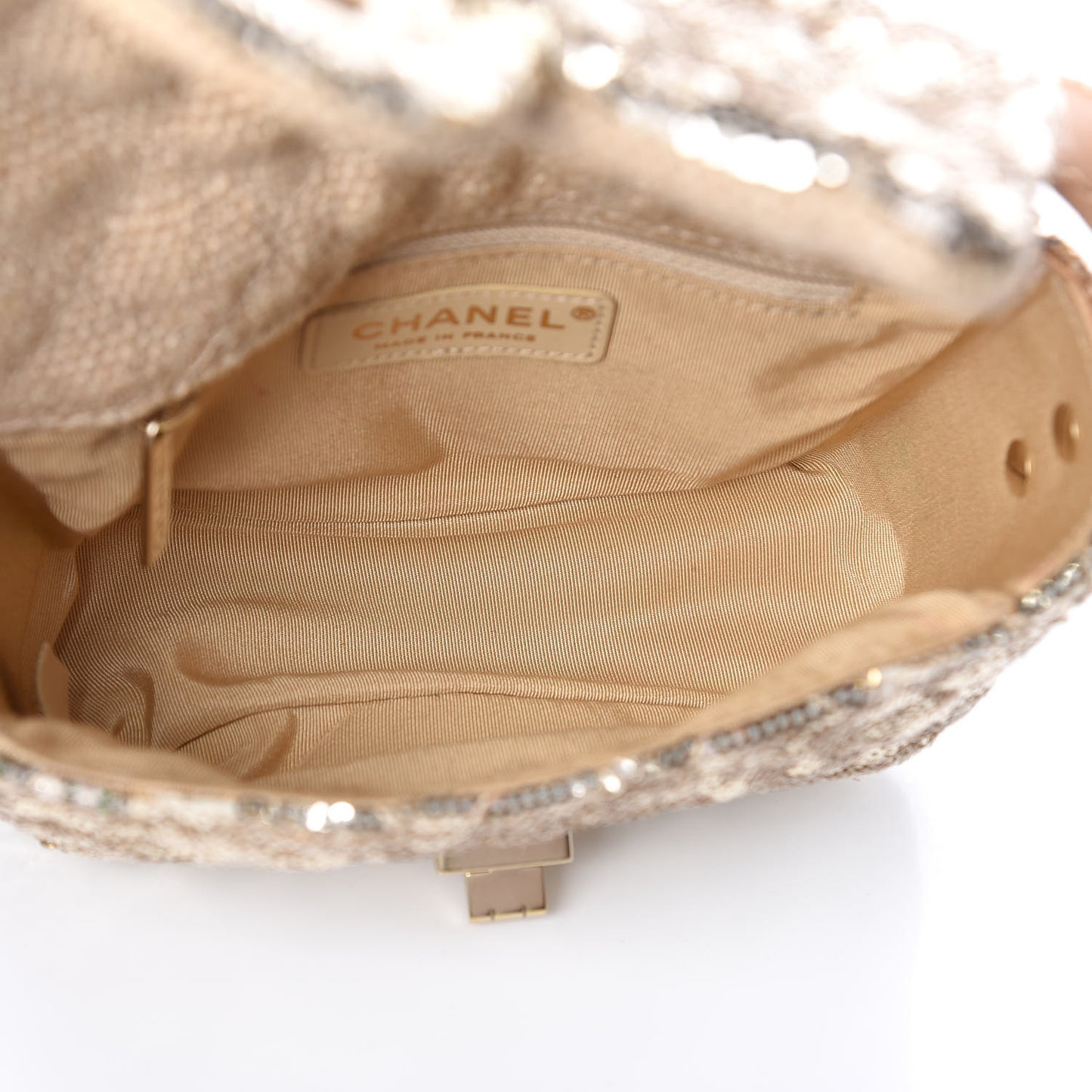 Sequin Mini Reissue Messenger Flap Gold