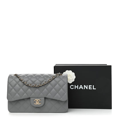 Chanel Caviar Quilted Jumbo Double Flap Grey 13 of 13