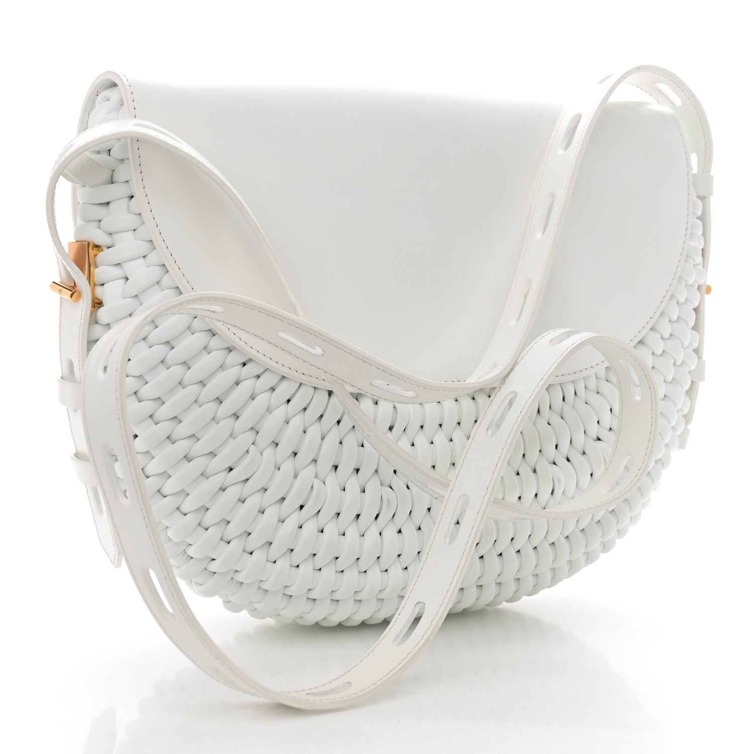Tom Ford Calfskin Woven T-Twist Crossbody White 3 of 13