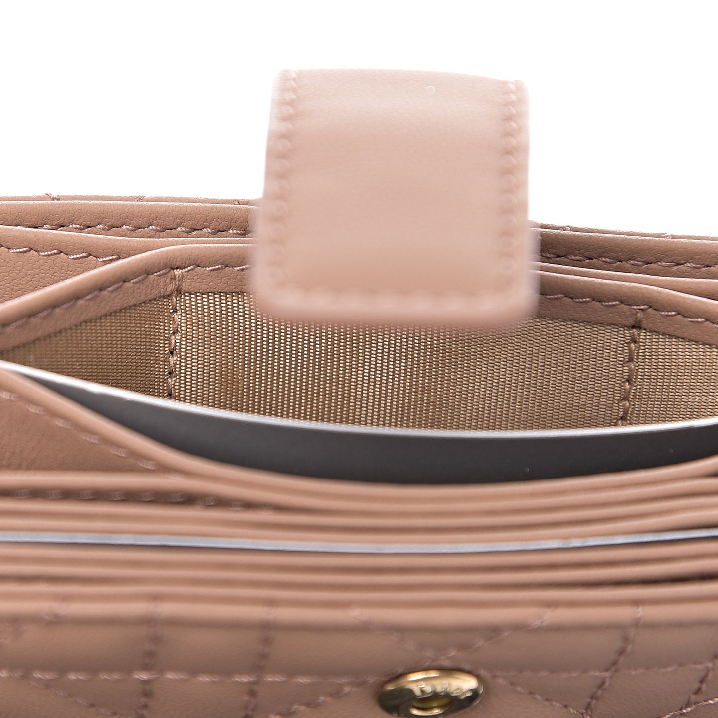 Ultra Matte Calfskin Cannage Lady Dior 5-Gusset Card Holder Blush Powder