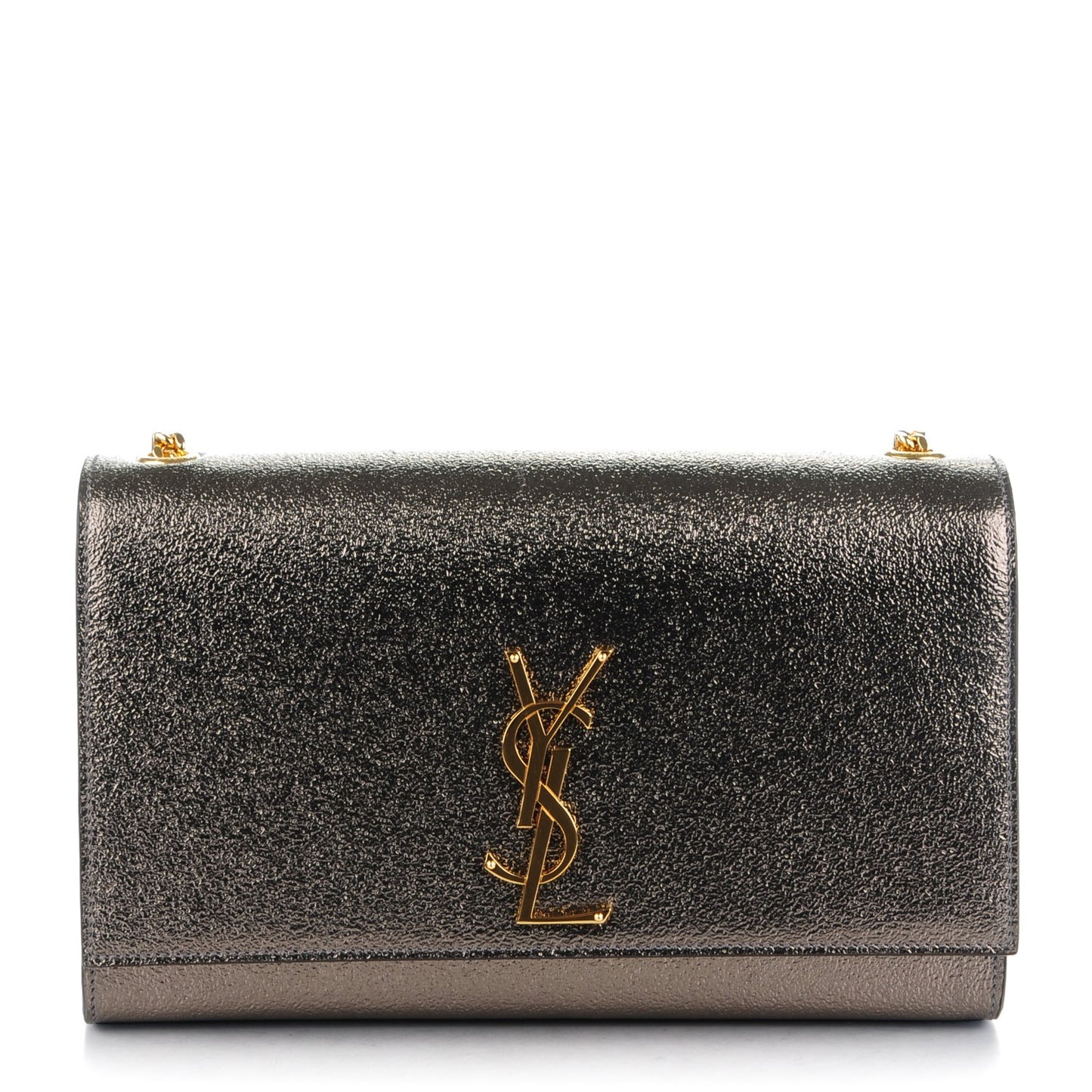 Metallic Calfskin Medium Classic Monogram Kate Satchel Grey