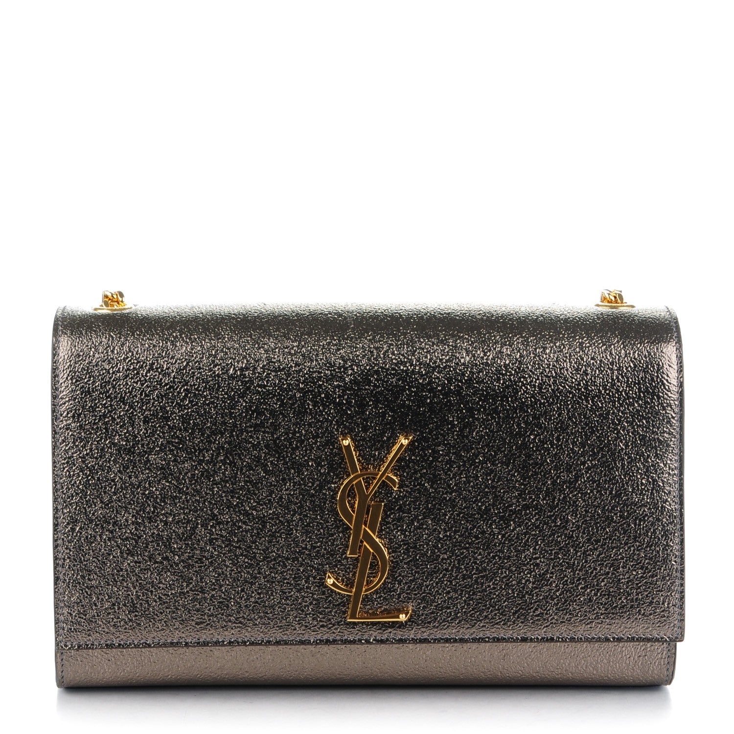 Saint Laurent Metallic Calfskin Medium Classic Monogram Kate Satchel Grey 1 of 6