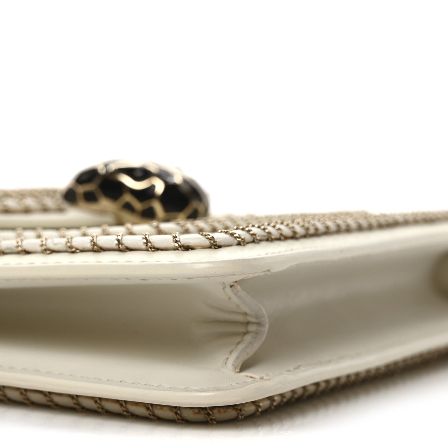 Calfskin Woven Chain Serpenti Forever Crossbody Bag White