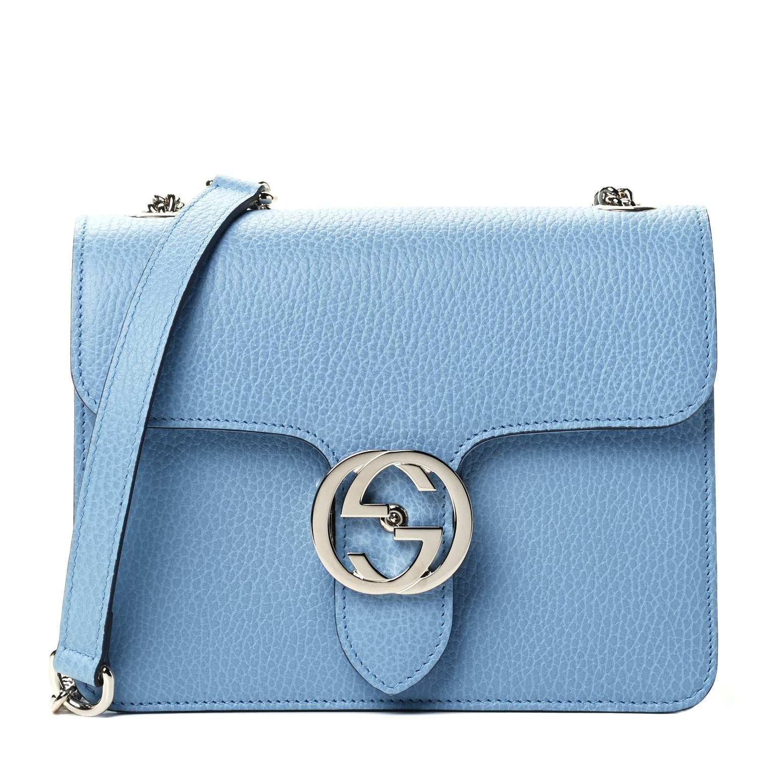 Gucci Dollar Calfskin Small Interlocking G Shoulder Bag Mineral Blue 1 of 4