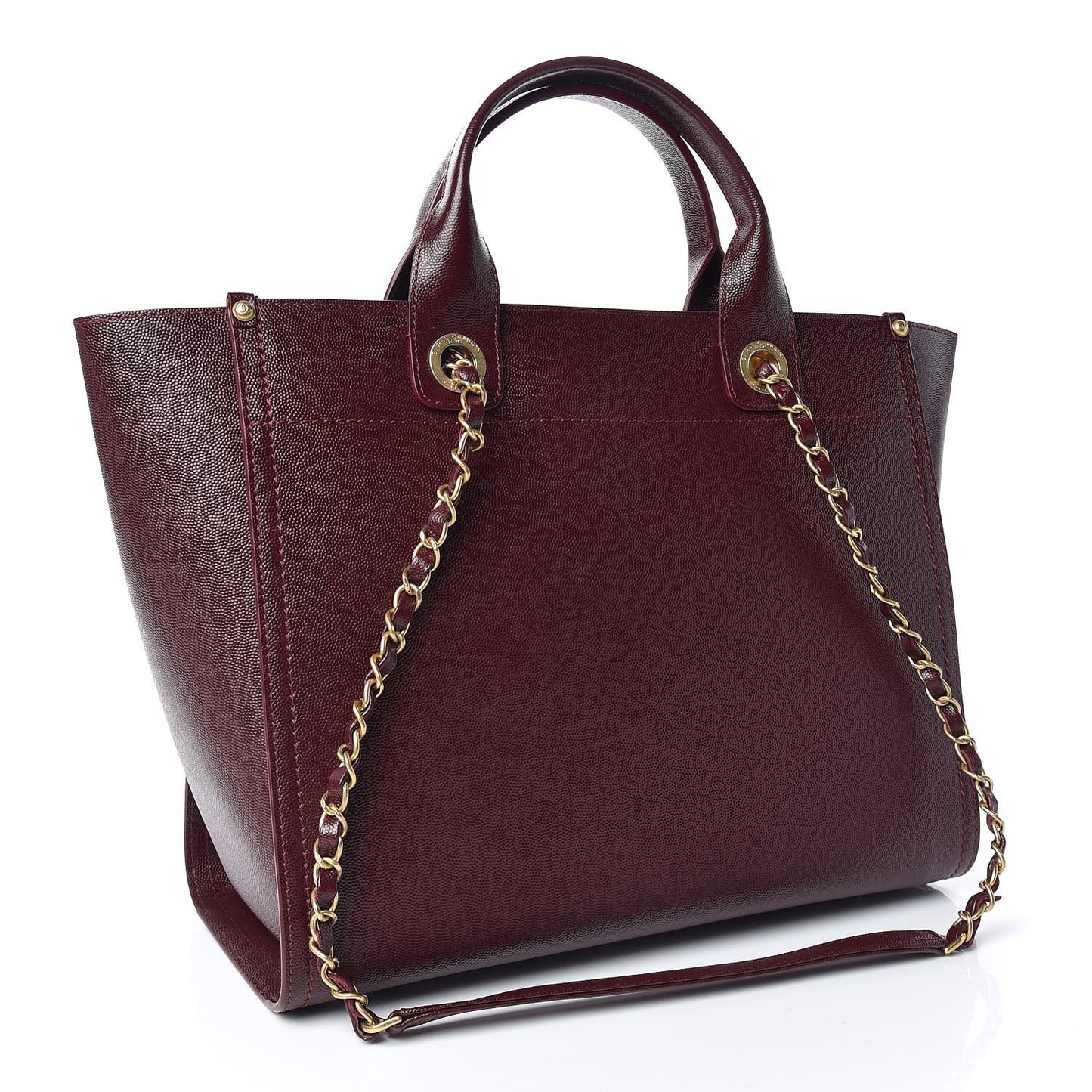 Caviar Small Studded Deauville Tote Burgundy