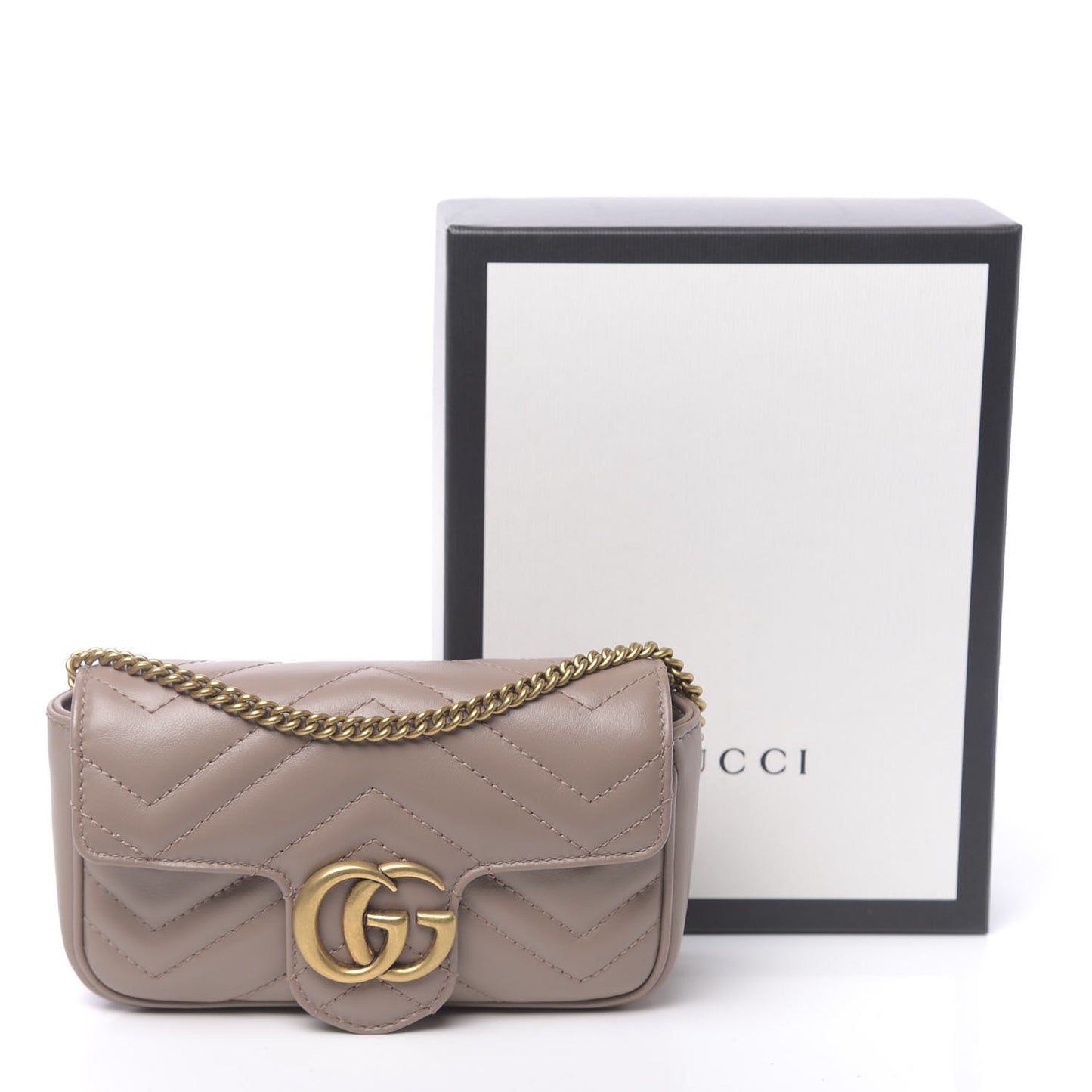 Calfskin Matelasse Super Mini GG Marmont Shoulder Bag Porcelain Rose