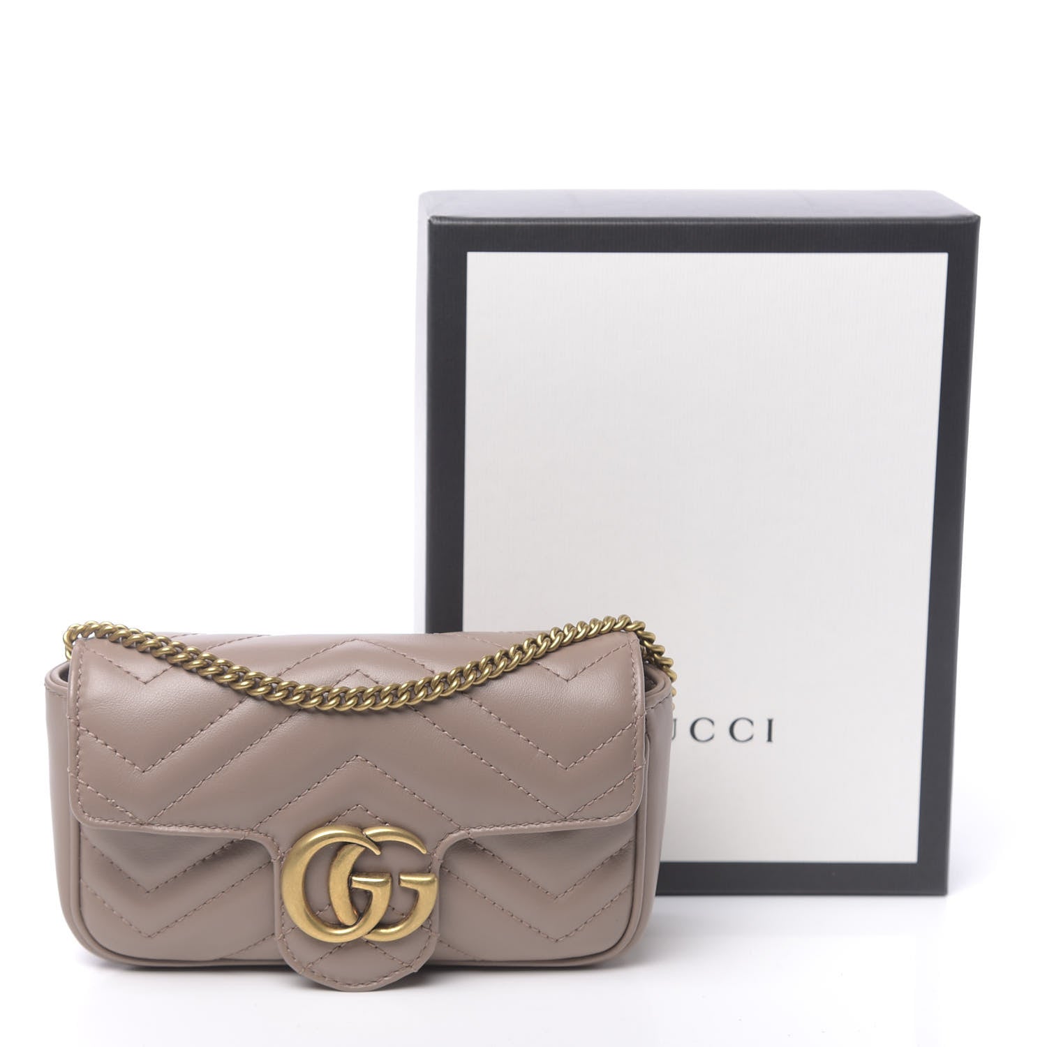 Gucci Calfskin Matelasse Super Mini GG Marmont Shoulder Bag Porcelain Rose 10 of 10
