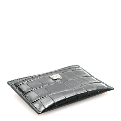 Chanel Calfskin Crocodile Embossed Crococo Card Holder Emerald 4 of 8