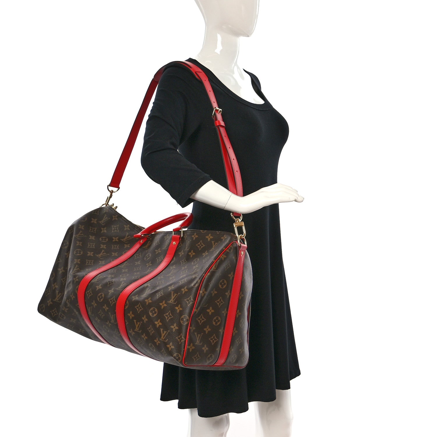 Louis Vuitton Calfskin Monogram Keepall Bandouliere 50 Coquelicot 2 of 9