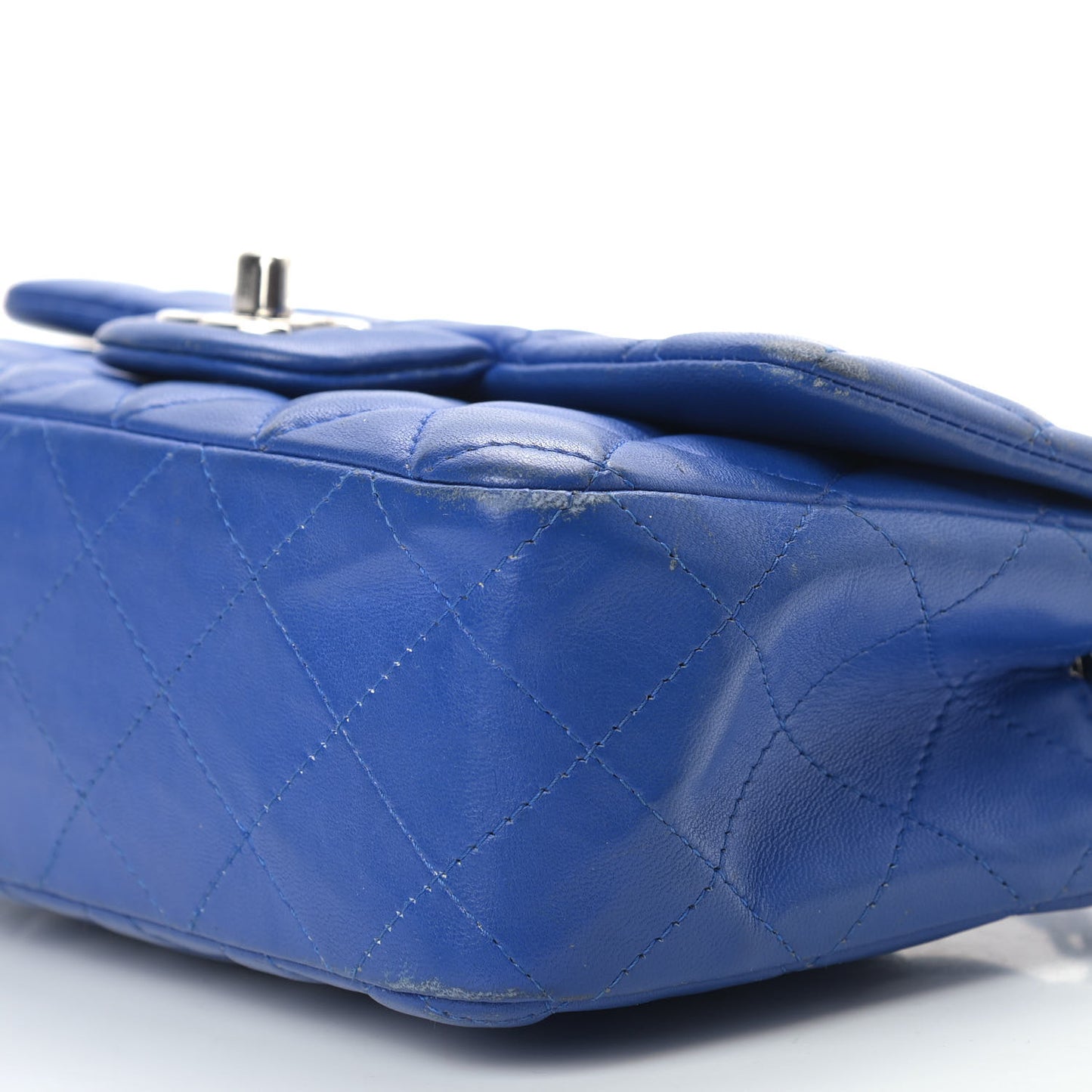 Lambskin Quilted Mini Rectangular Flap Blue