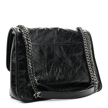 Saint Laurent Crinkled Calfskin Matelasse Monogram Medium Niki Chain Satchel Black 3 of 10
