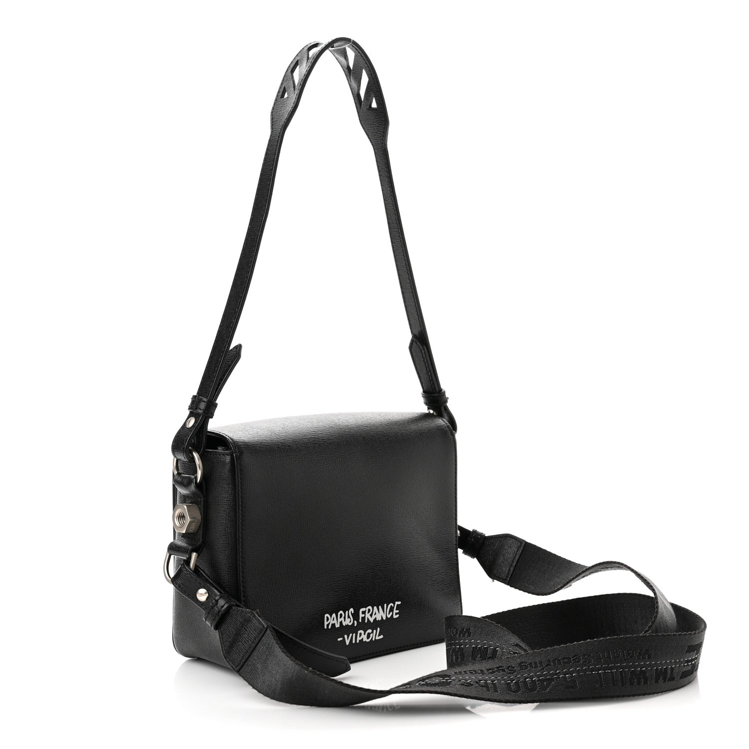 Off-White Saffiano For Display Only Binder Clip Shoulder Bag Black 3 of 11