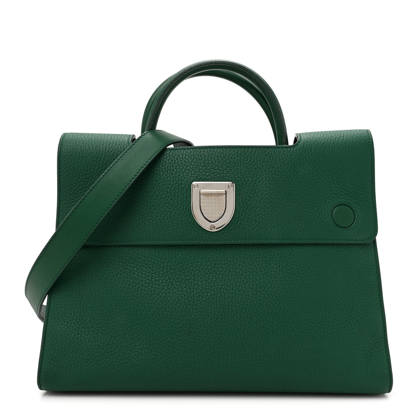 Grained Calfskin Diorever Flap Green