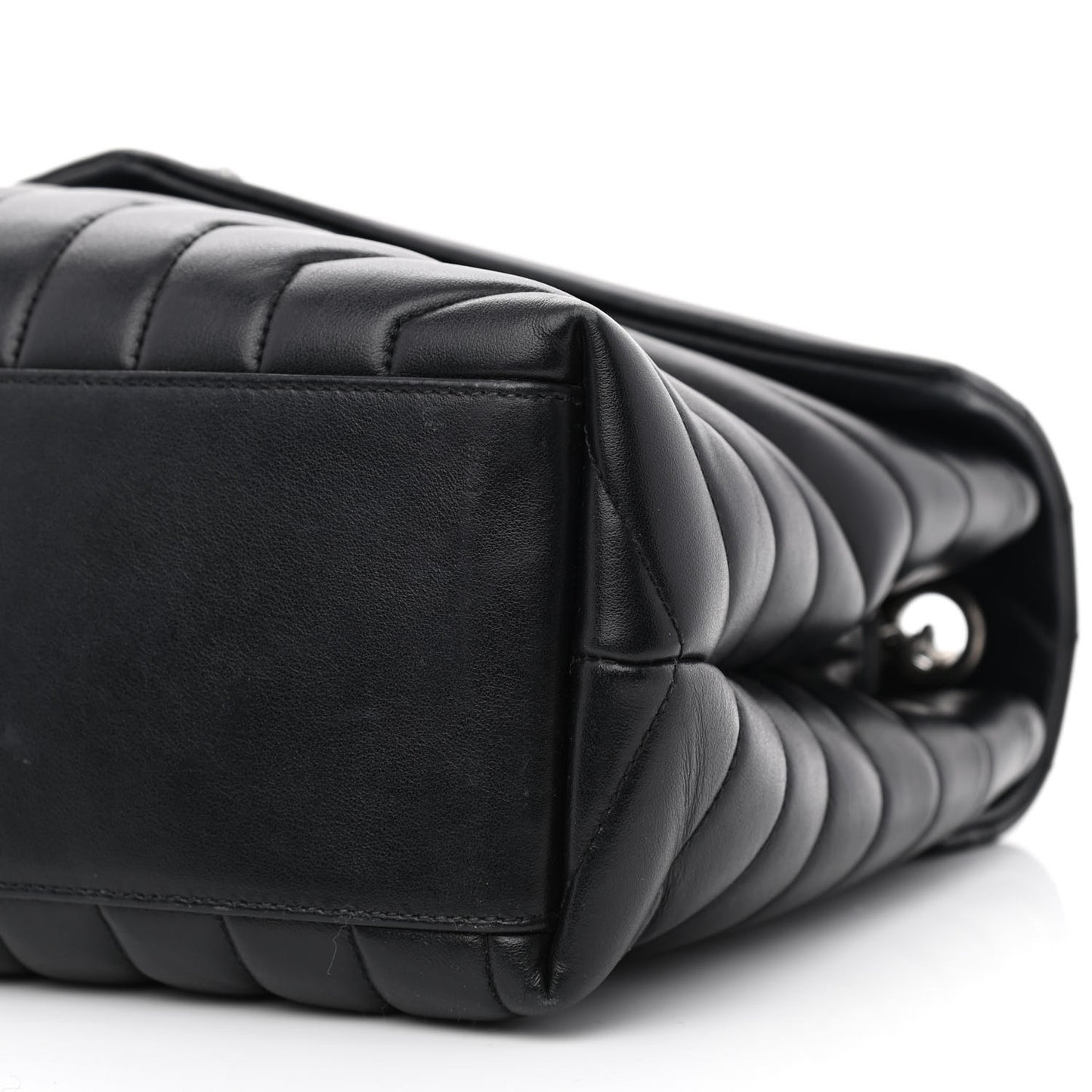 Calfskin Y Quilted Monogram Medium Loulou Chain Satchel Black