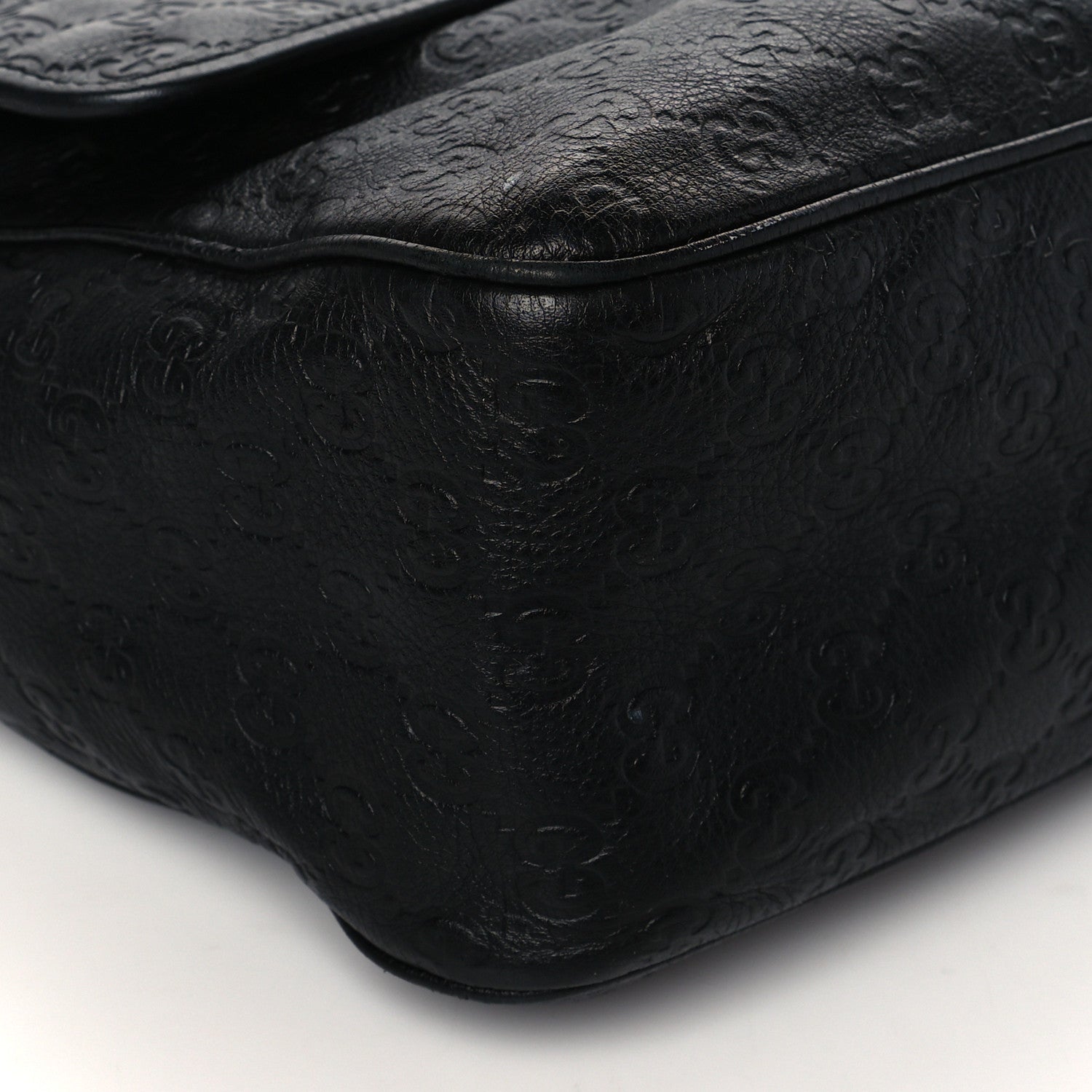 Gucci Guccissima Medium Flap Messenger Bag Black 9 of 10