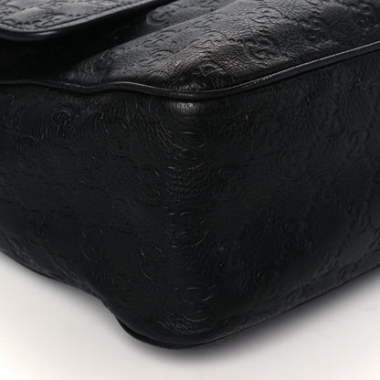 Gucci Guccissima Medium Flap Messenger Bag Black 9 of 10